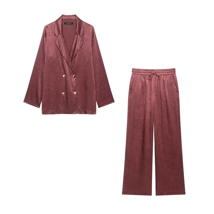 Women's wide velvet lounge pants with elastic waistband, drawstring, and side pockets Mune Fashion