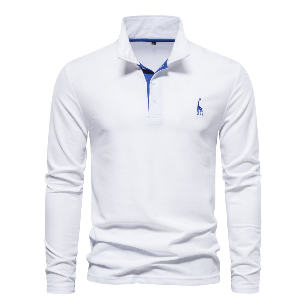 Men's Long Sleeve Polo Shirt with Modern Collar and Breathable Cotton Quality Mune