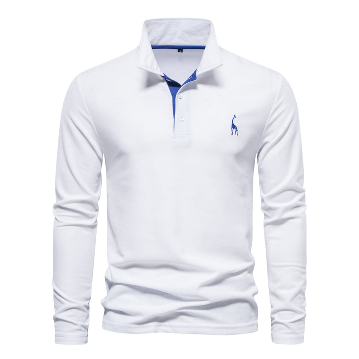 Men's Long Sleeve Polo Shirt with Modern Collar and Breathable Cotton Quality Mune
