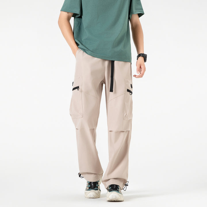 Men's wide technical cargo pants with multi pockets, drawstring and adjustable leg hems Drune