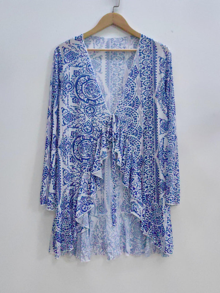 Women airy beach kimono with floral pattern Mune Fashion