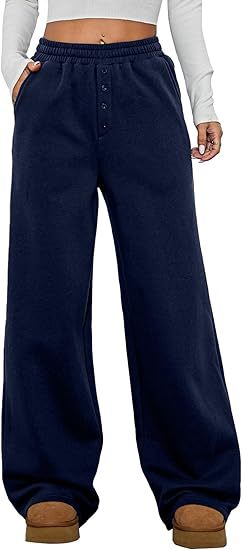 Women's High-Waisted Fleece Lounge Pants with Wide Leg Mune Fashion