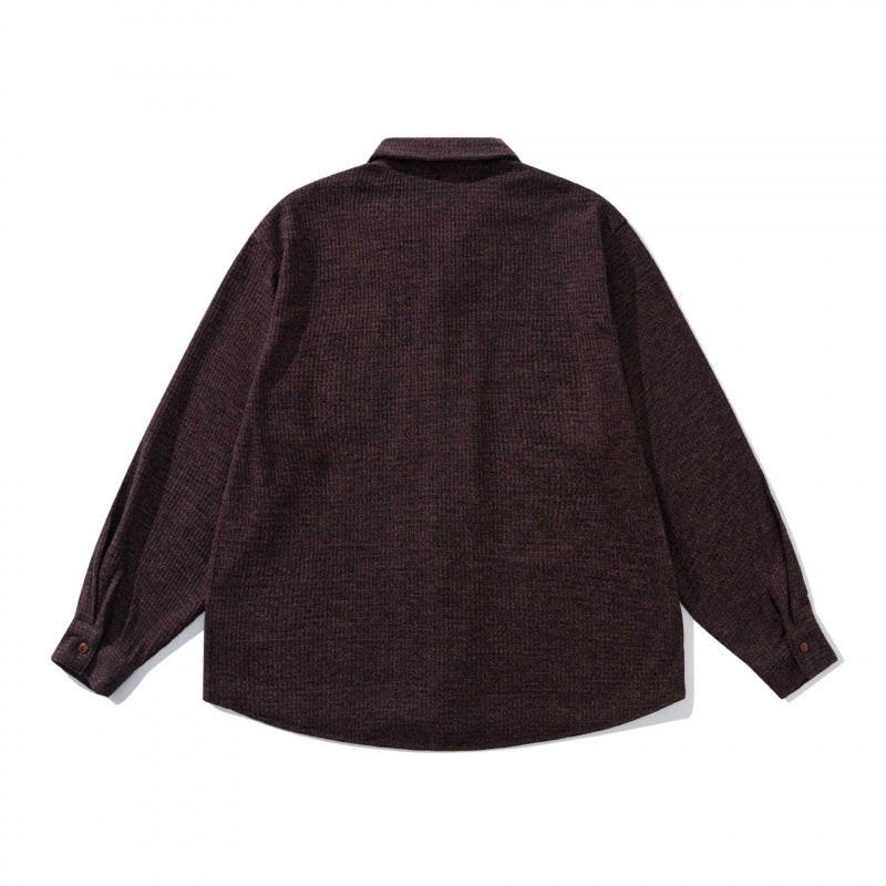 Unisex Boxy-Structure Knit Shirt with Kent Collar, Full Button Placket, and Patch Chest Pocket Mune Fashion