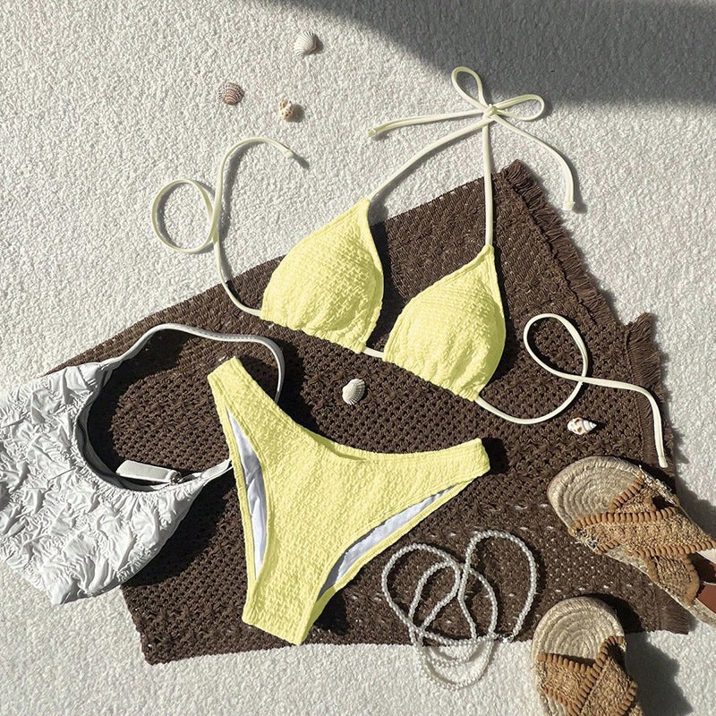 Women's triangle bikini with trendy knot design and textured fabric Mune Fashion