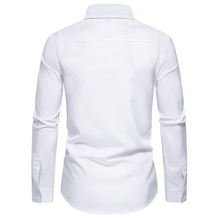 Men's Tailored Business Shirt with Contrast Piping and Kent Collar Mune Fashion
