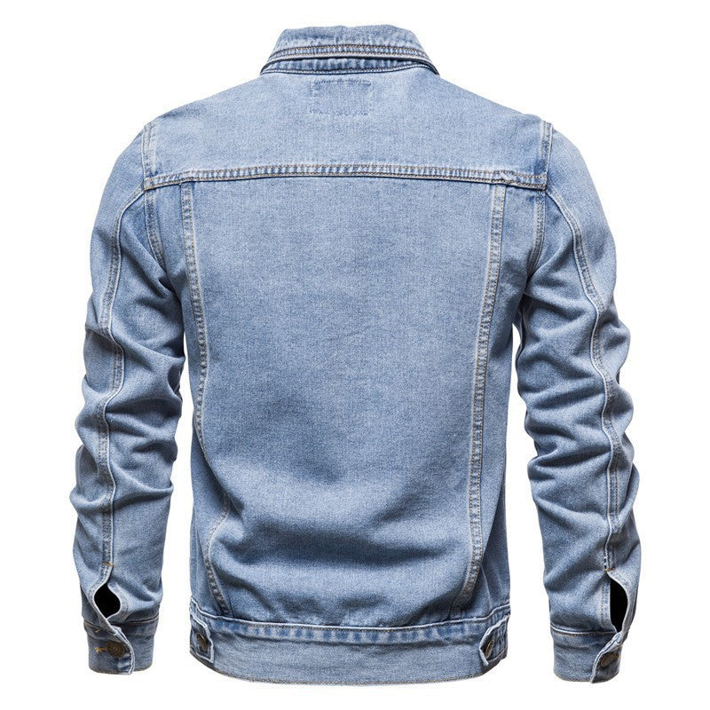 Men's tailored denim jacket with chest pockets, full button placket and contrast stitching Mune Fashion