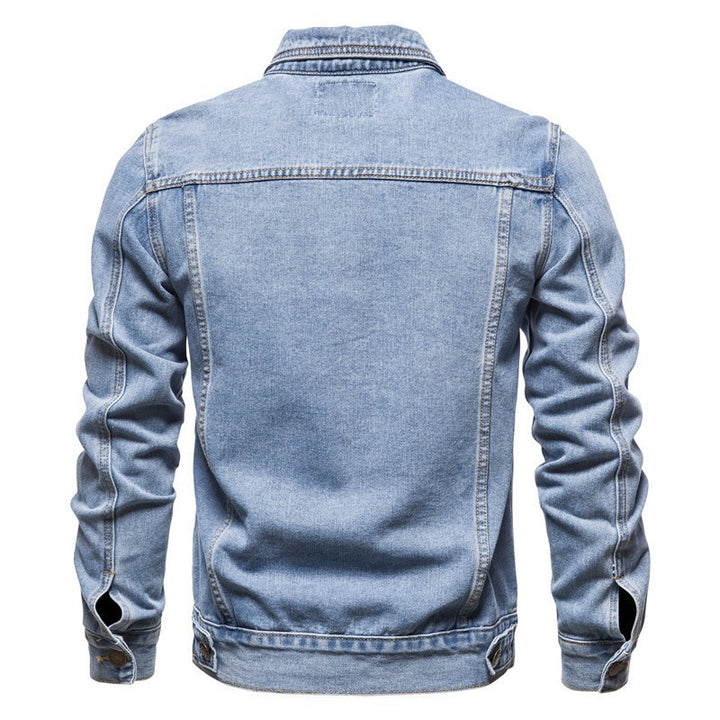 Men's tailored denim jacket with chest pockets, full button placket and contrast stitching Mune Fashion