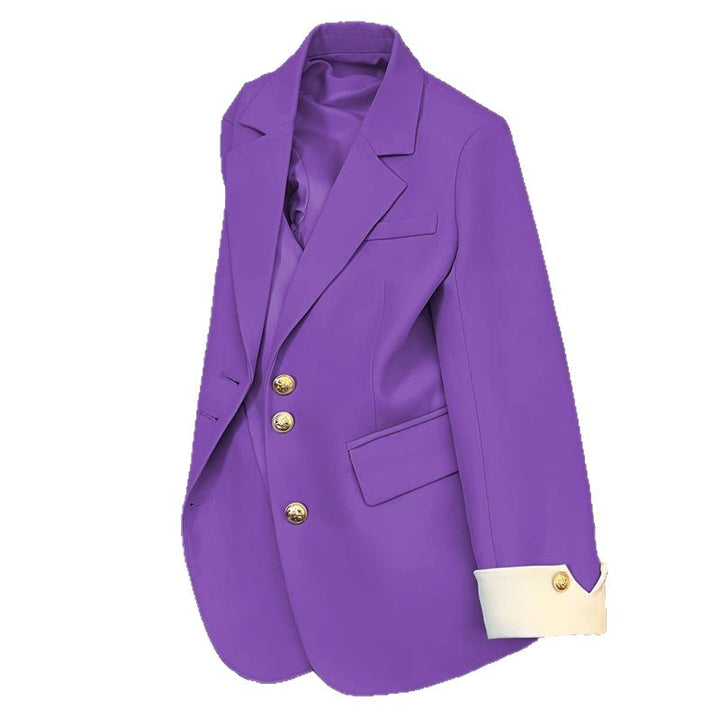 Women Elegant Blazer with Golden Buttons Mune Fashion