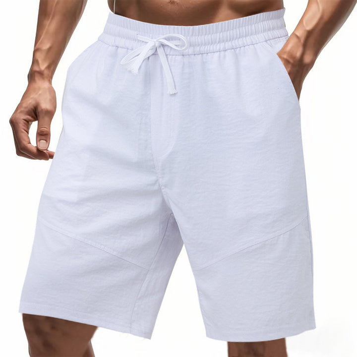 Men's knee-length linen blend shorts with elastic drawstring waistband and side pockets Mune Fashion