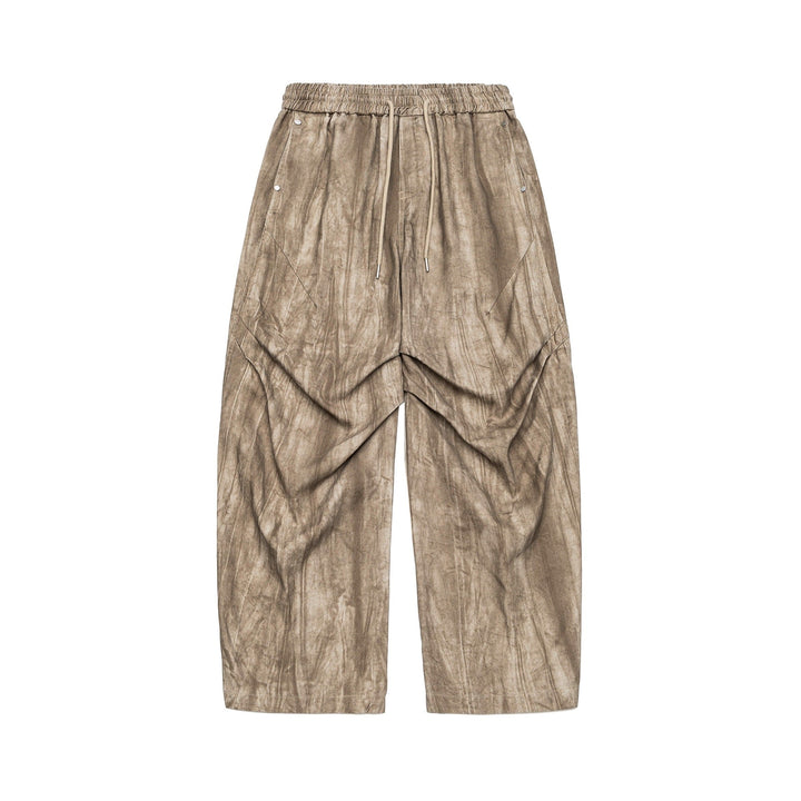 Men's Asymmetrical Harem Pants with Pleated Layers and Drawstring Mune Fashion
