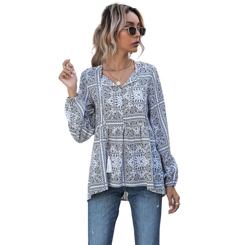Women Elegant Blouse with Ruffled Sleeves Mune Fashion