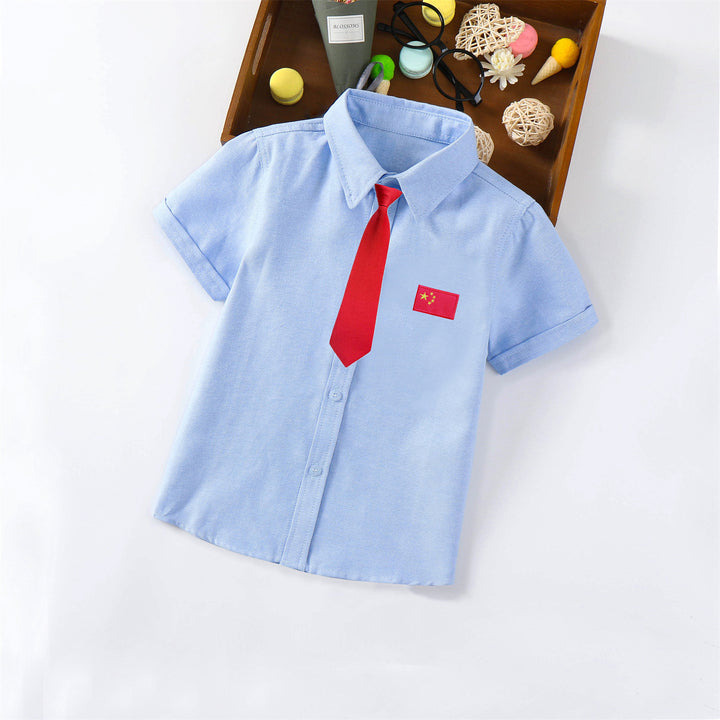 Ladies short sleeve shirt with elegant appliqué Mune Fashion