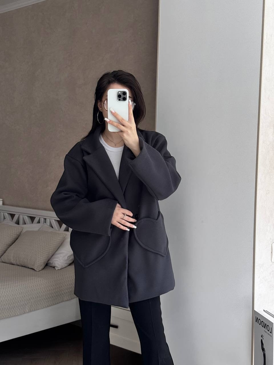 Women's Oversized Blazer-Coat with Heart-Shaped Pockets Mune Fashion