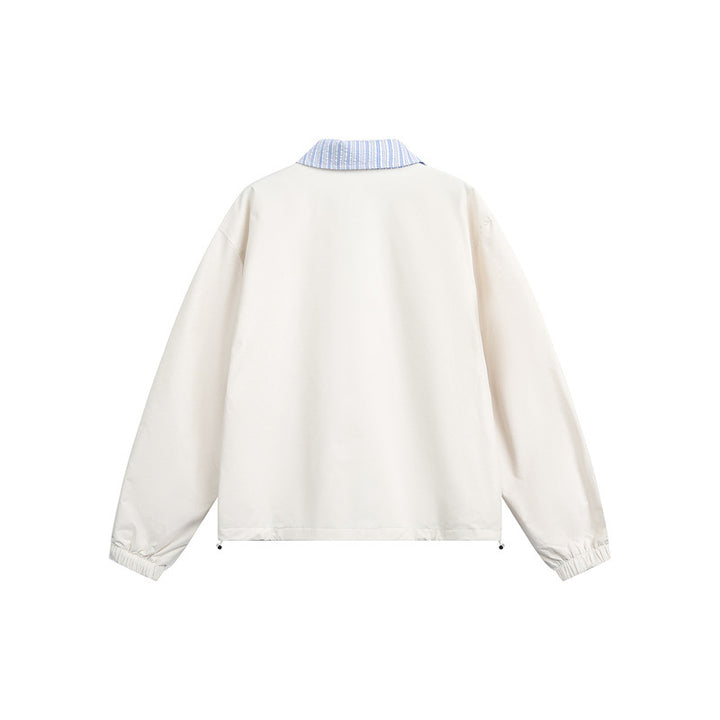 Men's Lightweight Boxy Transitional Jacket with Contrast Collar Elastic Hem Finishes and Concealed Zipper Mune Fashion
