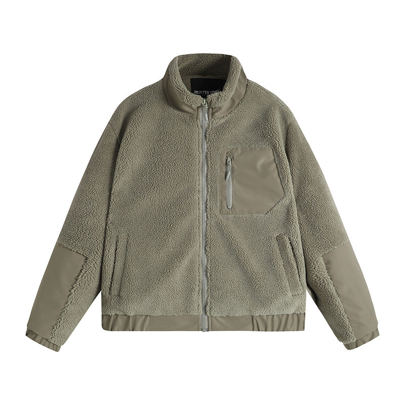Men's Thermo-Sherpa-Fleece Jacket with Zipper, Chest Pocket and Reinforced Elbows Mune Fashion