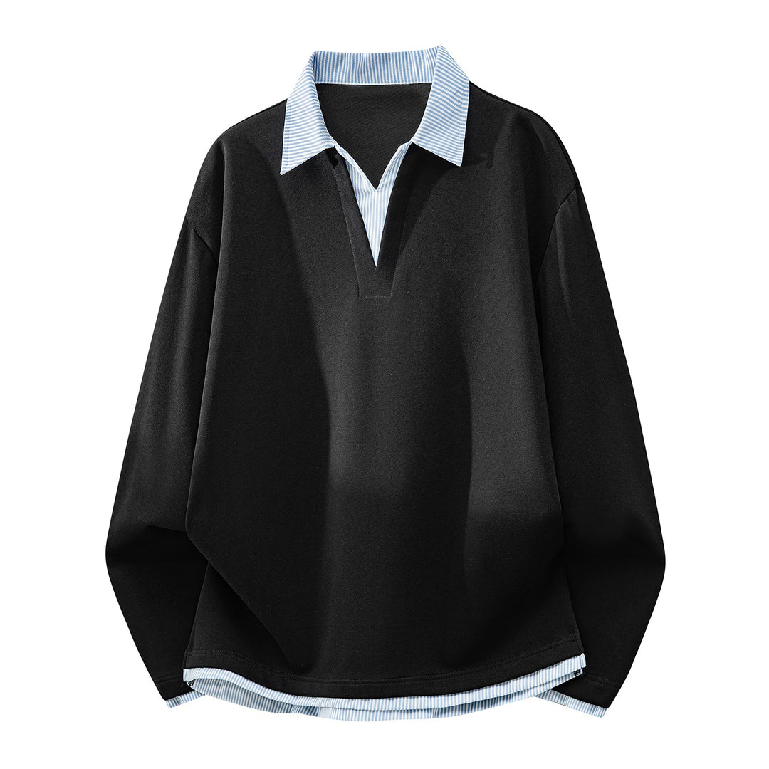 Unisex Oversized Sweatshirt with integrated shirt collar and V-neck detail Mune Fashion