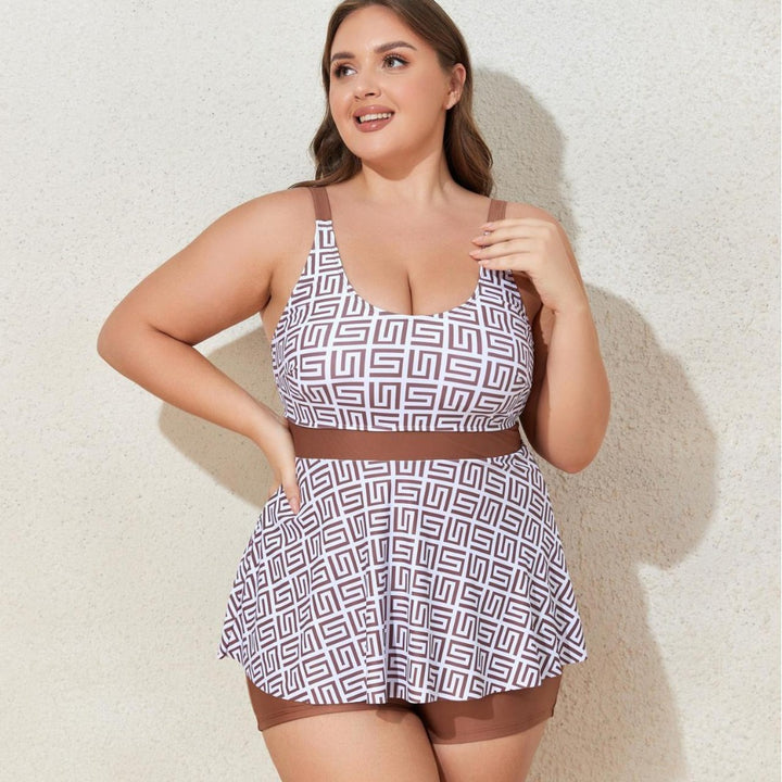 Ladies Fashionable Tankini with Sculptural Pattern Applications Mune Fashion