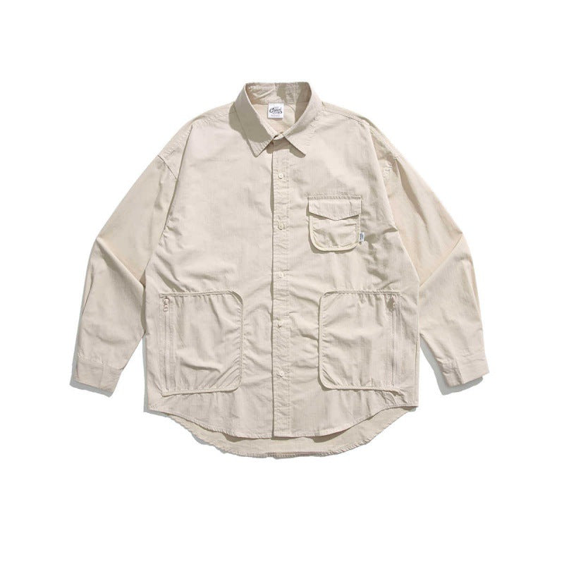 Unisex Boxy Overshirt Jacket with utility pockets, rounded hem, and oversized fit Mune Fashion