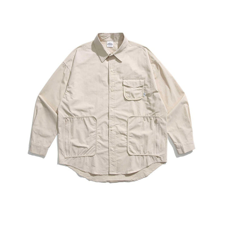 Unisex Boxy Overshirt Jacket with utility pockets, rounded hem, and oversized fit Mune Fashion