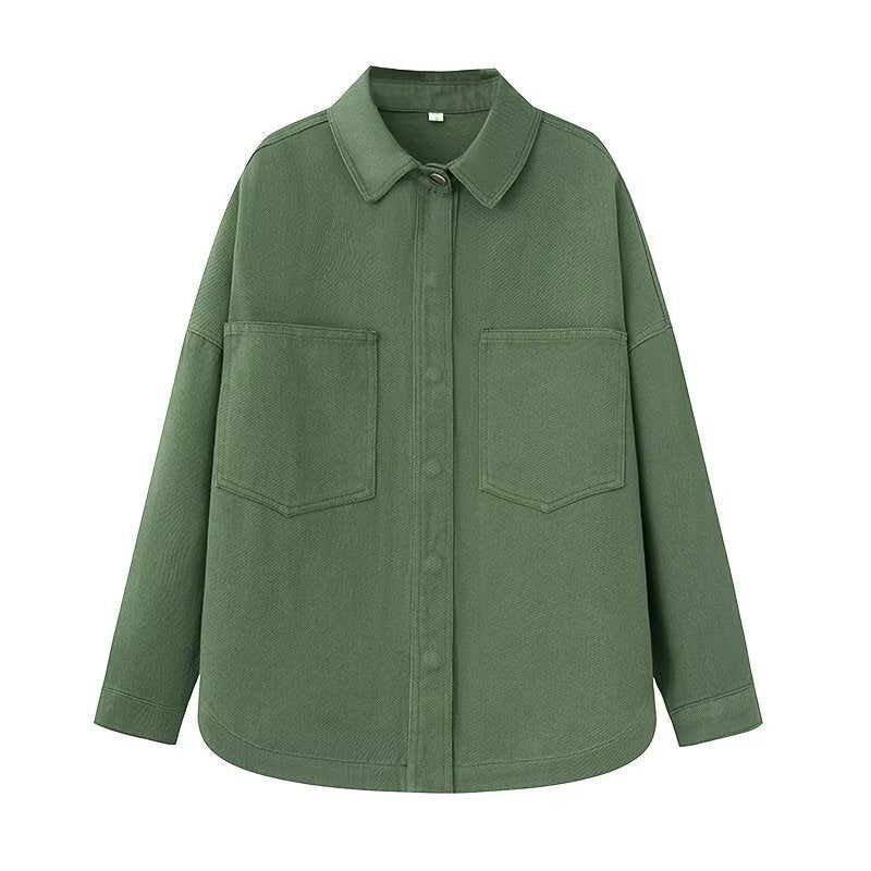 Women's Oversize Jeans Shirt Jacket in Boxy Cut with Patch Chest Pockets and Rounded Hem Mune Fashion