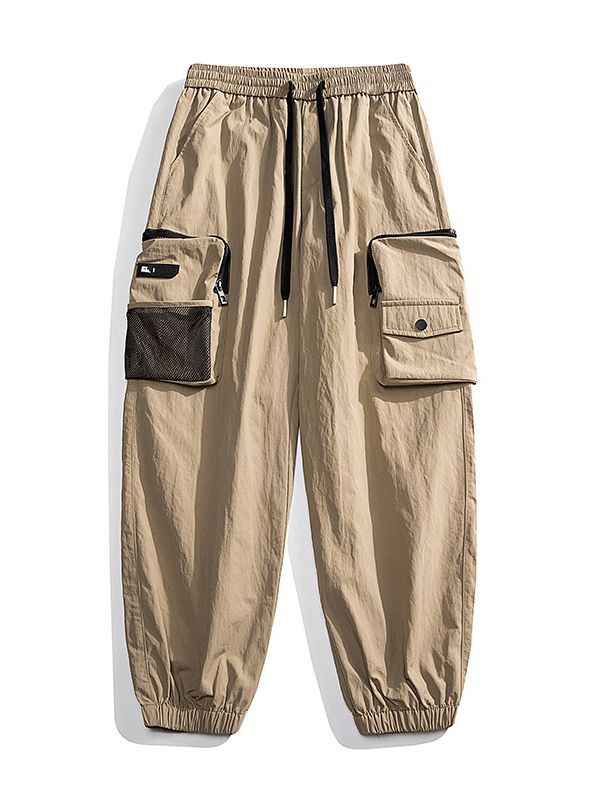 Unisex Loose Nylon Cargo Pants with Elastic Waistband and Ankle Cuffs Mune Fashion