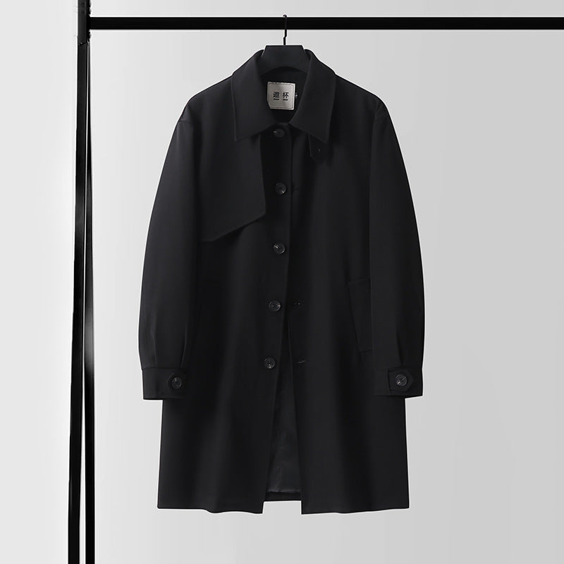 Men's Modern Water-Repellent Trench Coat with Concealed Button Placket and Fit Optimization Mune Fashion