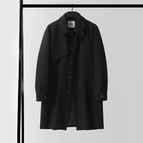 Men's Modern Water-Repellent Trench Coat with Concealed Button Placket and Fit Optimization Mune Fashion