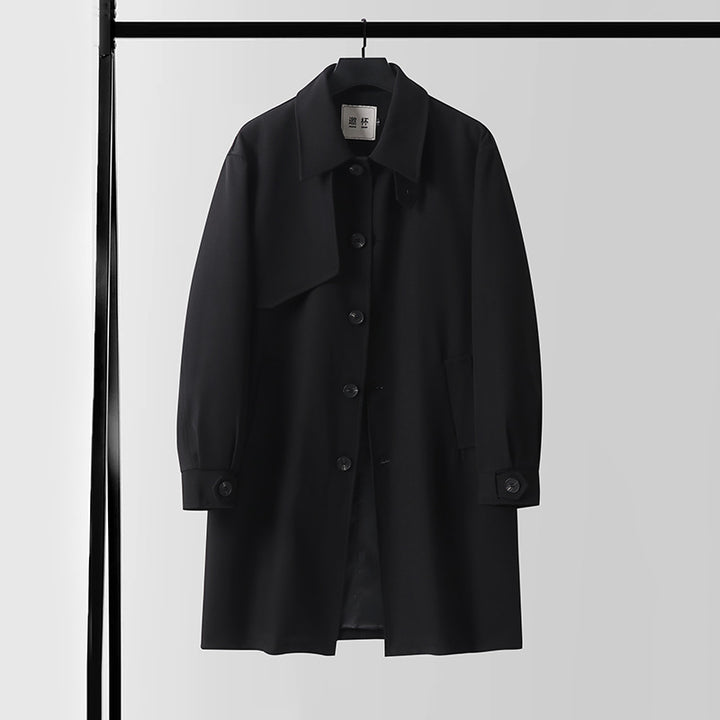 Men Timeless Wool Blend Coat with Asymmetric Storm Flap and Straight Cut Mune Fashion