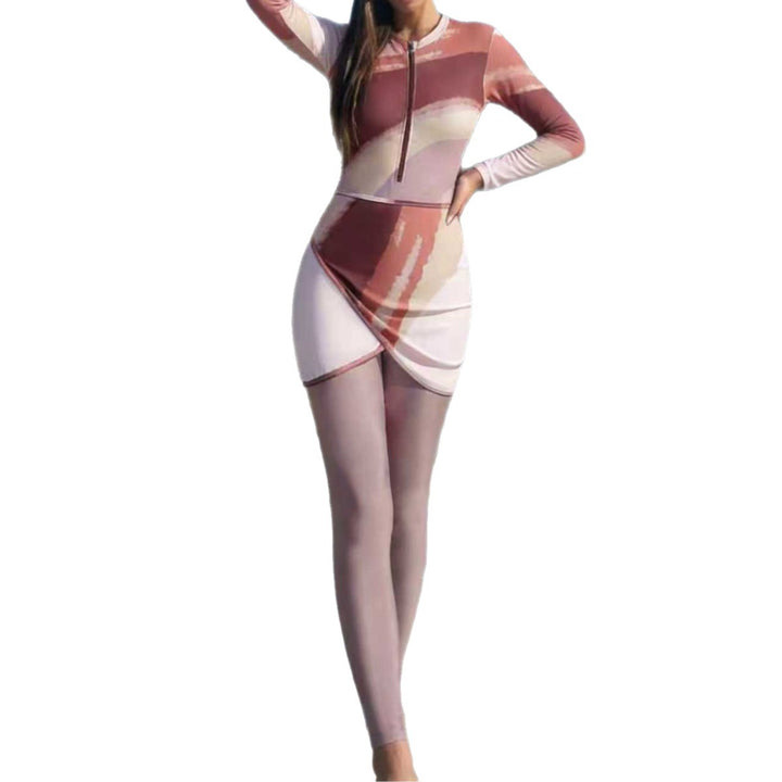 Women's Fashionable Surf Suit with Zip and Elegant Skirt Mune Fashion