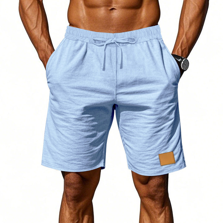 Men's drawstring Bermuda shorts made of soft cotton blend with elastic waistband and side pockets Mune Fashion