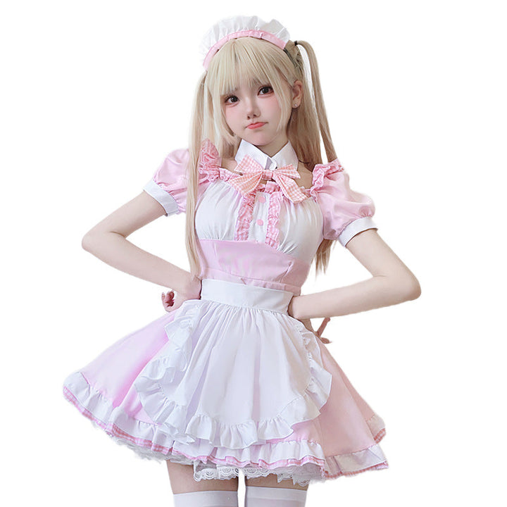 Women’s Maid Dress with Ruffle Details and Bow Mune Fashion