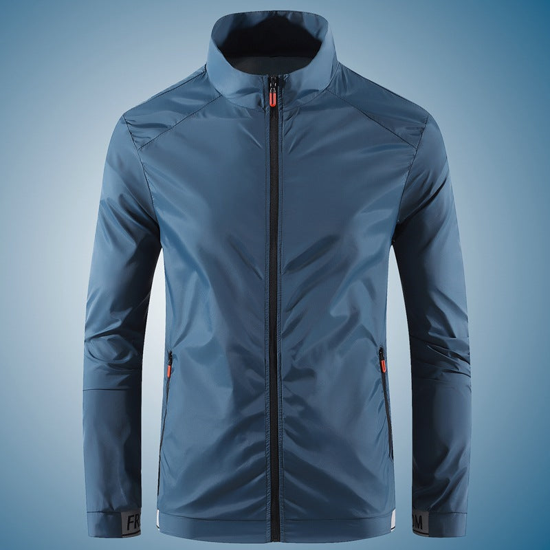 Men's nano ultralight windproof leisure jacket with stand-up collar concealed zipper and zippered pockets Mune Fashion