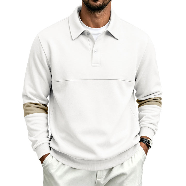 Men's sporty-casual polo sweatshirt with half-button placket and sleeve contrast Mune Fashion