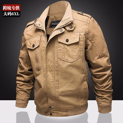 Men's canvas field jacket in military utility style with shoulder epaulets and concealed two-way zipper Mune Fashion