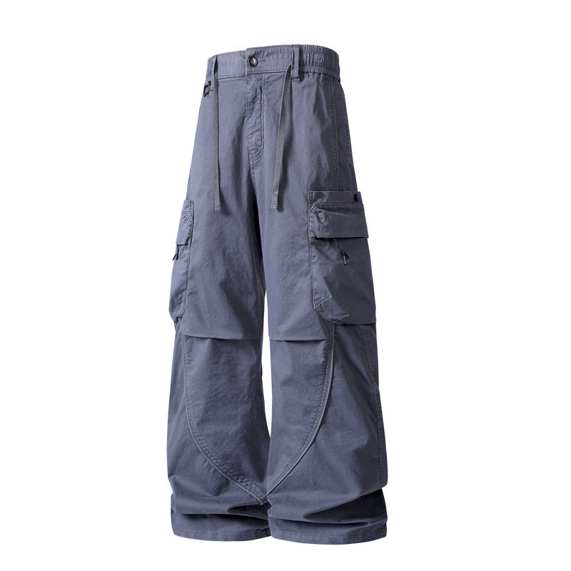 Men's Loose Cargo Pants in Baggy Cut with Utility Pockets and Drawstring Waist Mune Fashion