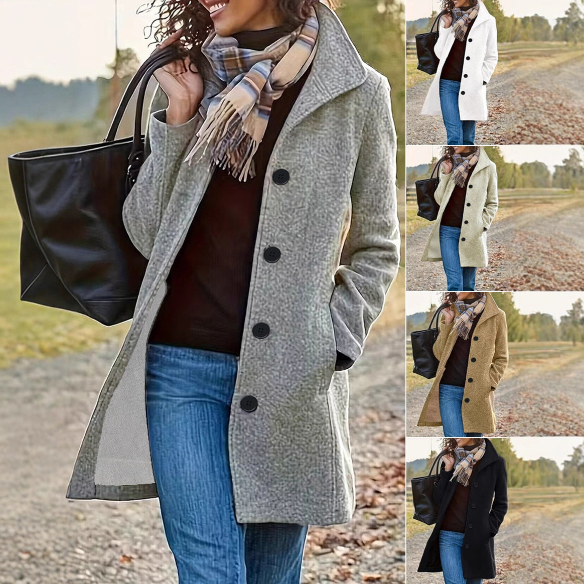 Women's wool-like teddy short coat with stand-up collar and side entry pockets Mune Fashion