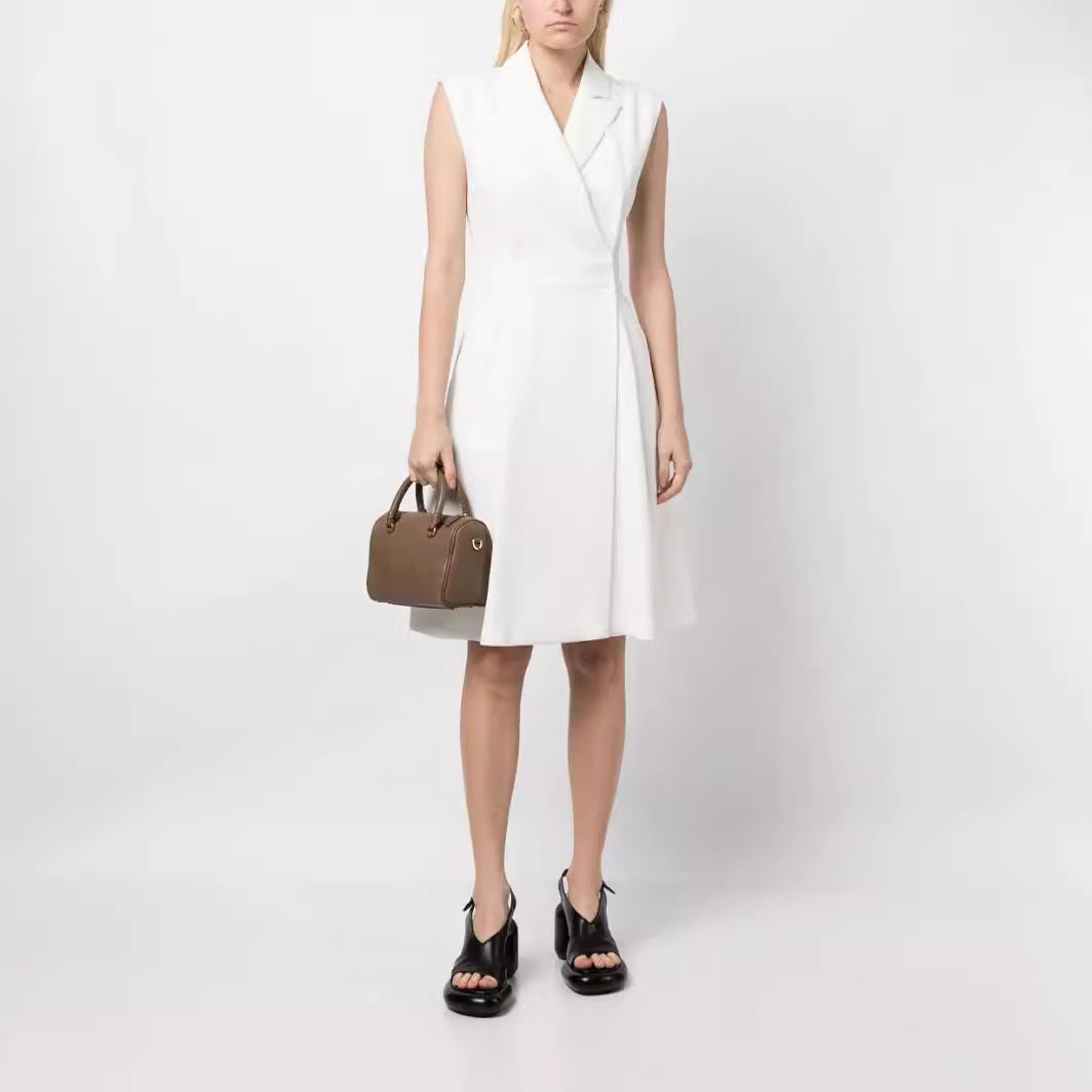 Women's Sleeveless Blazer Dress with Tailored A-Line Cut Mune Fashion
