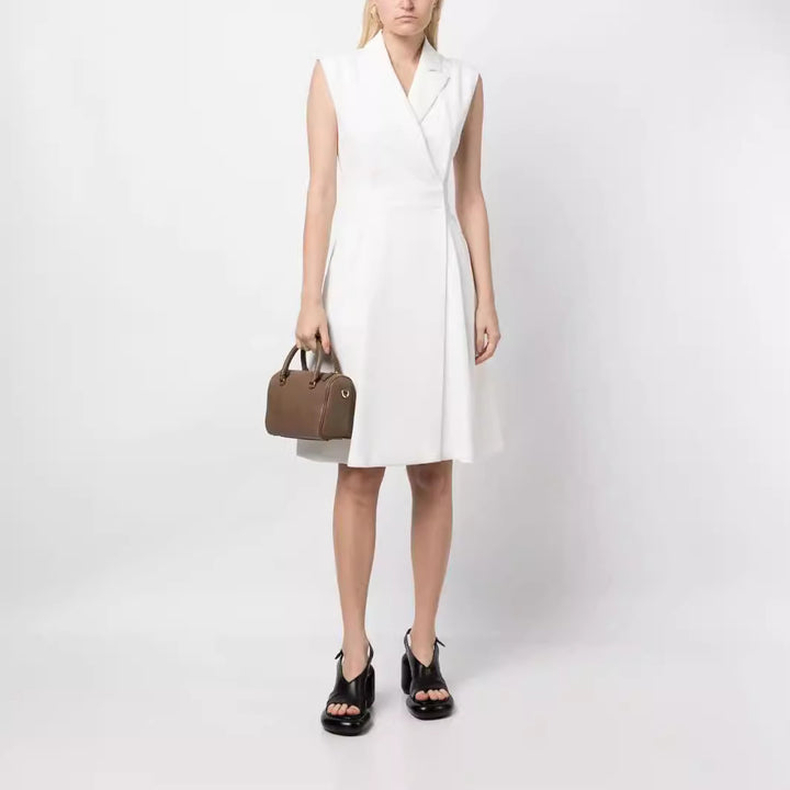 Women's Sleeveless Blazer Dress with Tailored A-Line Cut Mune Fashion