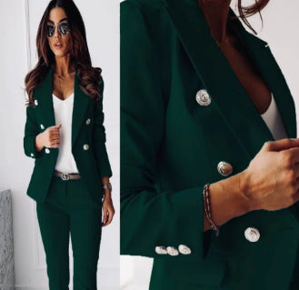 Women's double-breasted tailored pantsuit with slim pants Mune Fashion