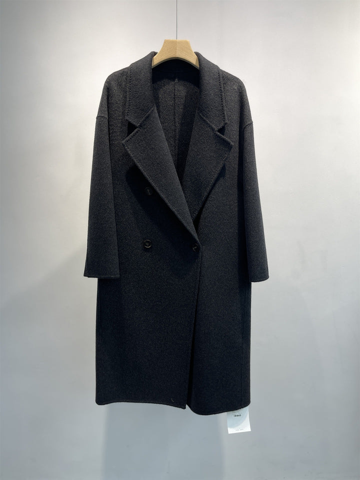 Women Plus Size Double-Breasted Wool Blend Coat Mune Fashion