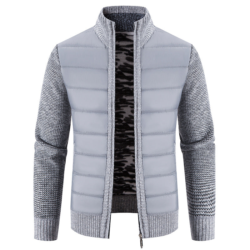 Men's nan Hybrid Knit Padded Jacket with Padded Front, Ergonomic Knit Sleeves and High Stand-Up Collar Mune Fashion