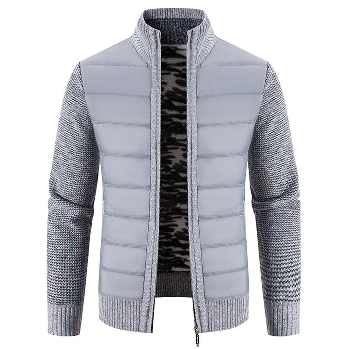 Men's nan Hybrid Knit Padded Jacket with Padded Front, Ergonomic Knit Sleeves and High Stand-Up Collar Mune Fashion