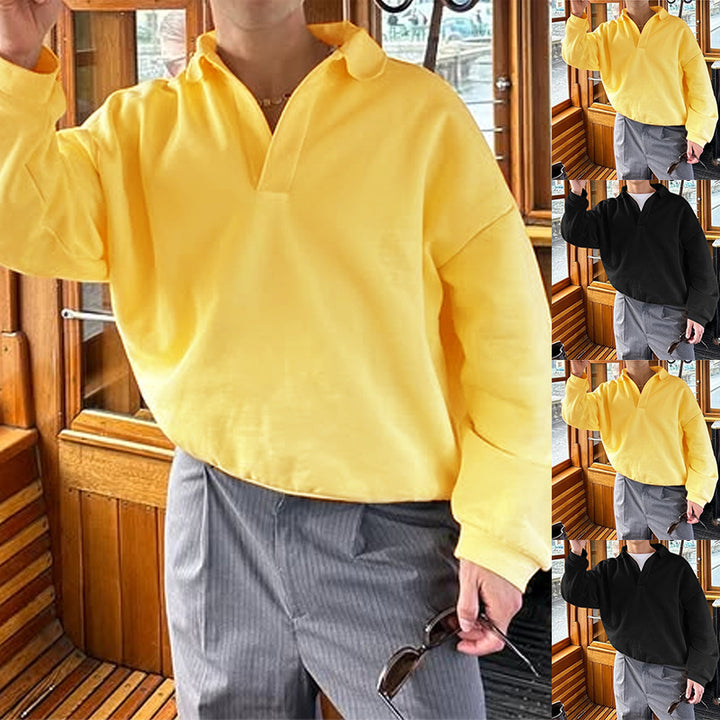 Unisex nano locker cut V-neck sweatshirt with shirt collar made of cotton fleece Mune Fashion