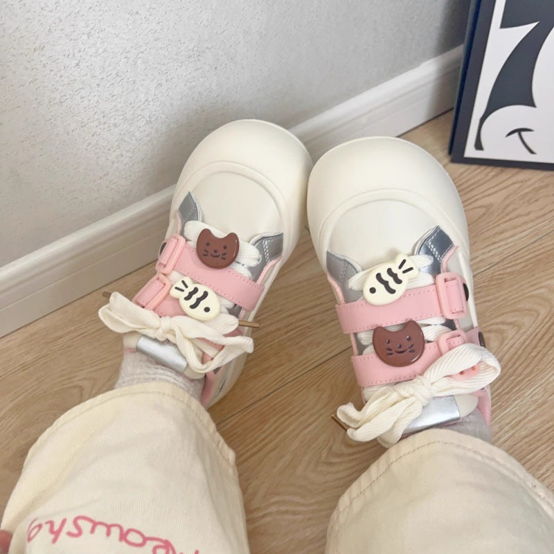 Women Playful Sneakers with Animal Appliqués and Comfortable Velcro Closure Mune Fashion