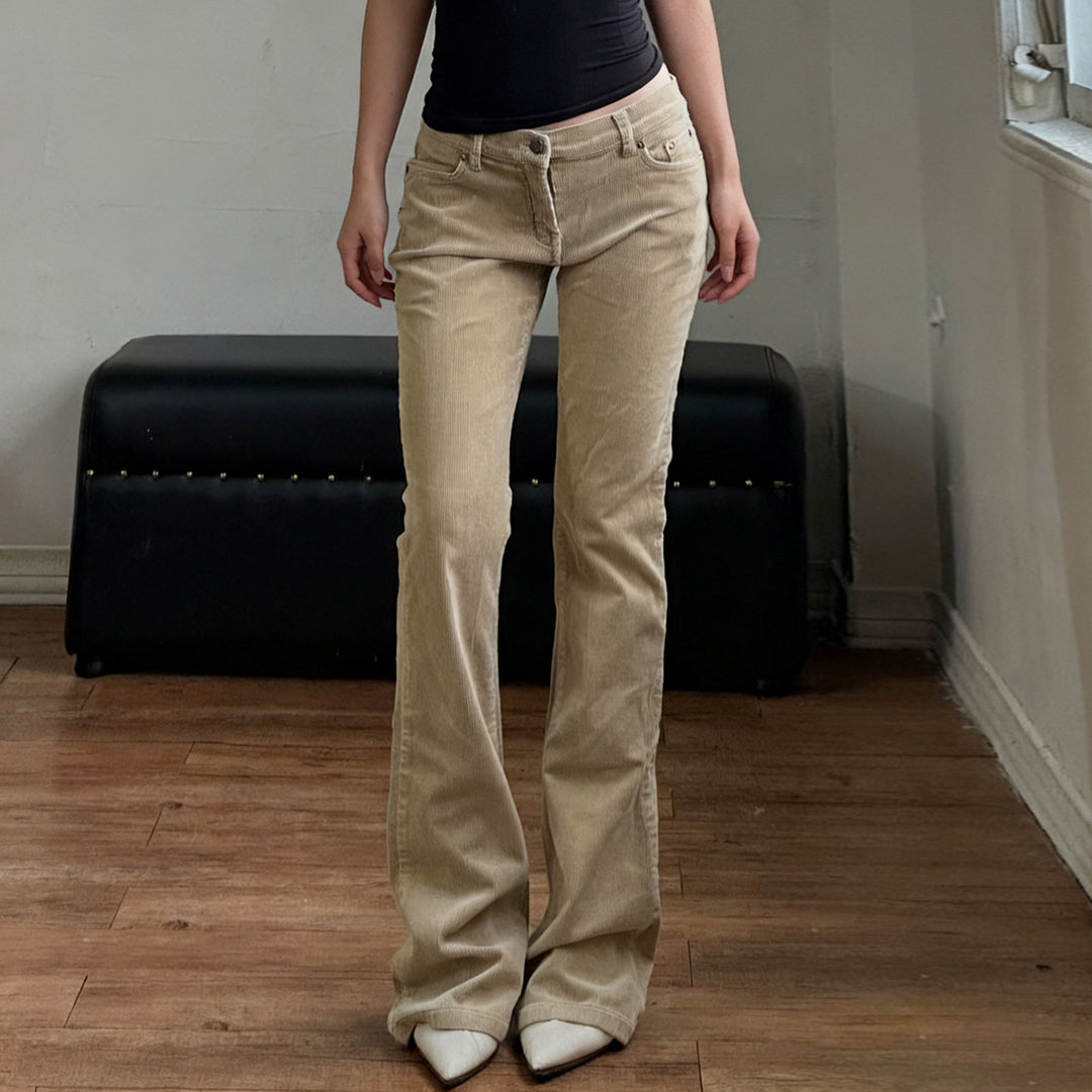 Women Nan Corduroy Flared Pants with High Waist, Shaping Seams and Wide Bootcut Mune Fashion