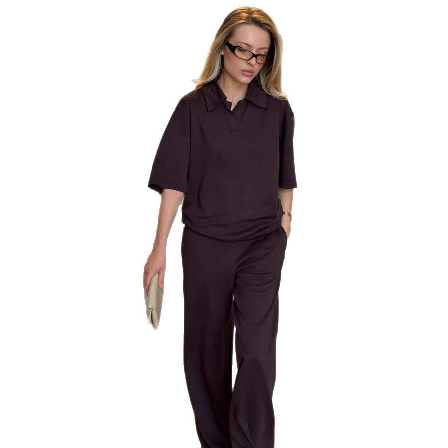 Women's loungewear set with open polo collar and loose comfort pants Mune Fashion