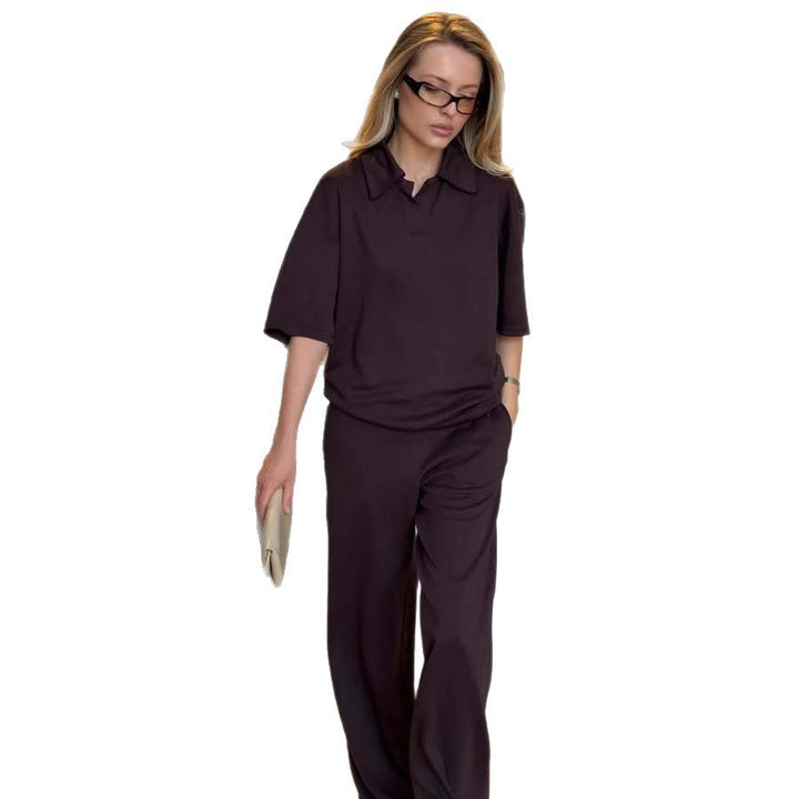 Women's loungewear set with open polo collar and loose comfort pants Mune Fashion