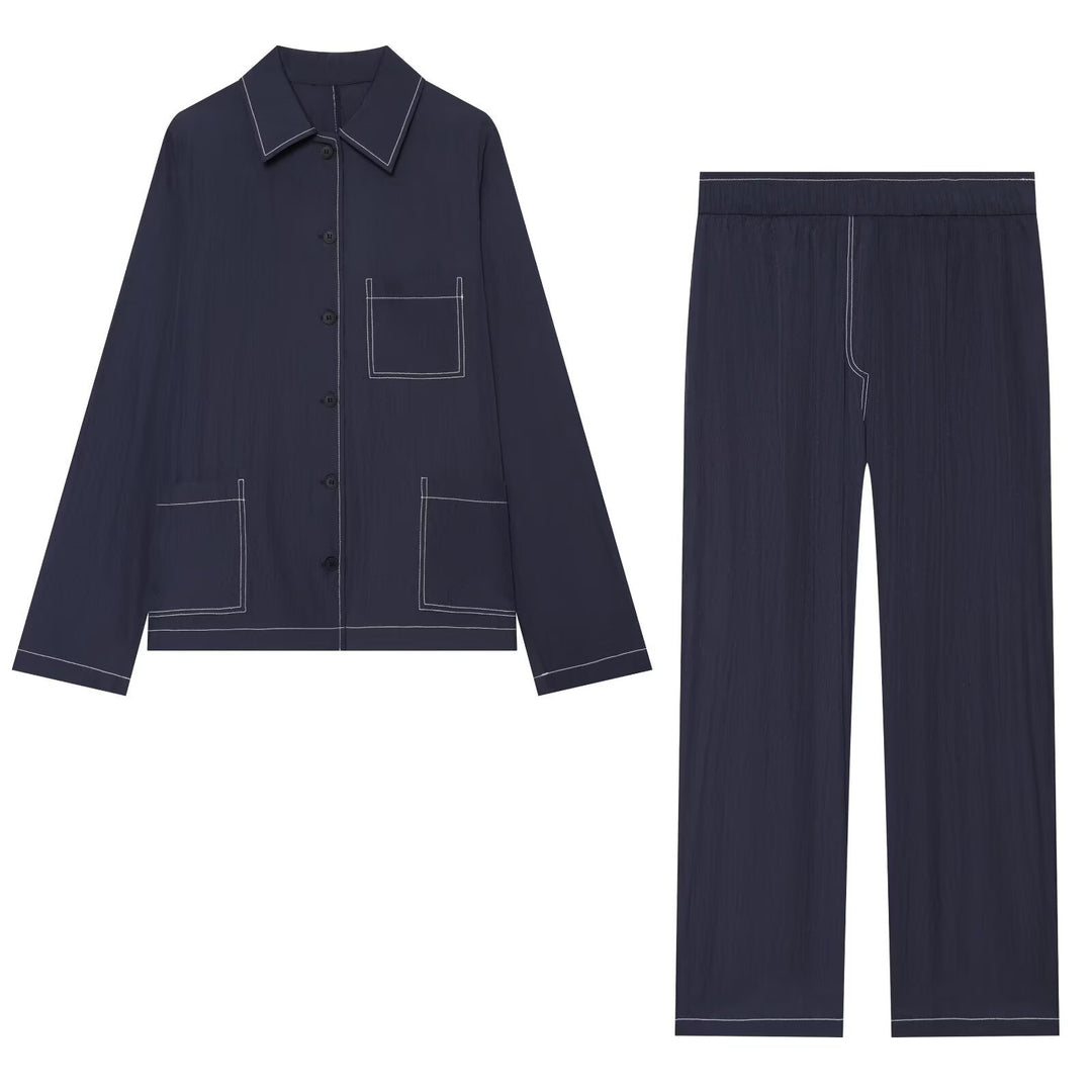 Women's Relax Lounge Pants made of Crêpe Viscose with Wide Leg and Elastic Waist Mune Fashion