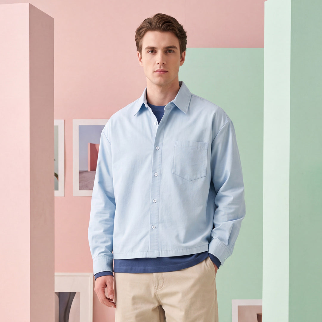 Men's Oversize Shirt with Chest Pocket and Boxy Cut Mune Fashion