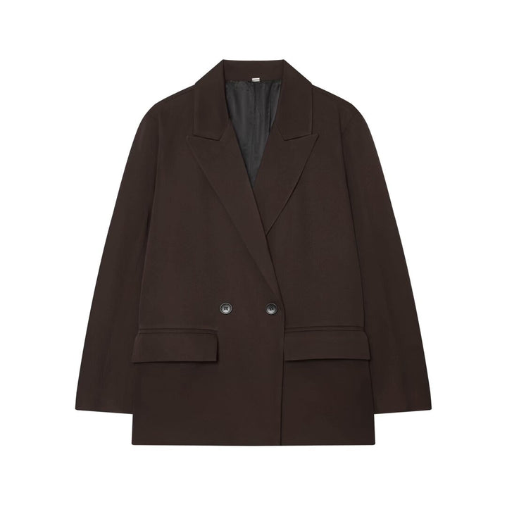 Women’s Oversized Double-Breasted Blazer with Flap Pockets and Loose Silhouette Mune Fashion